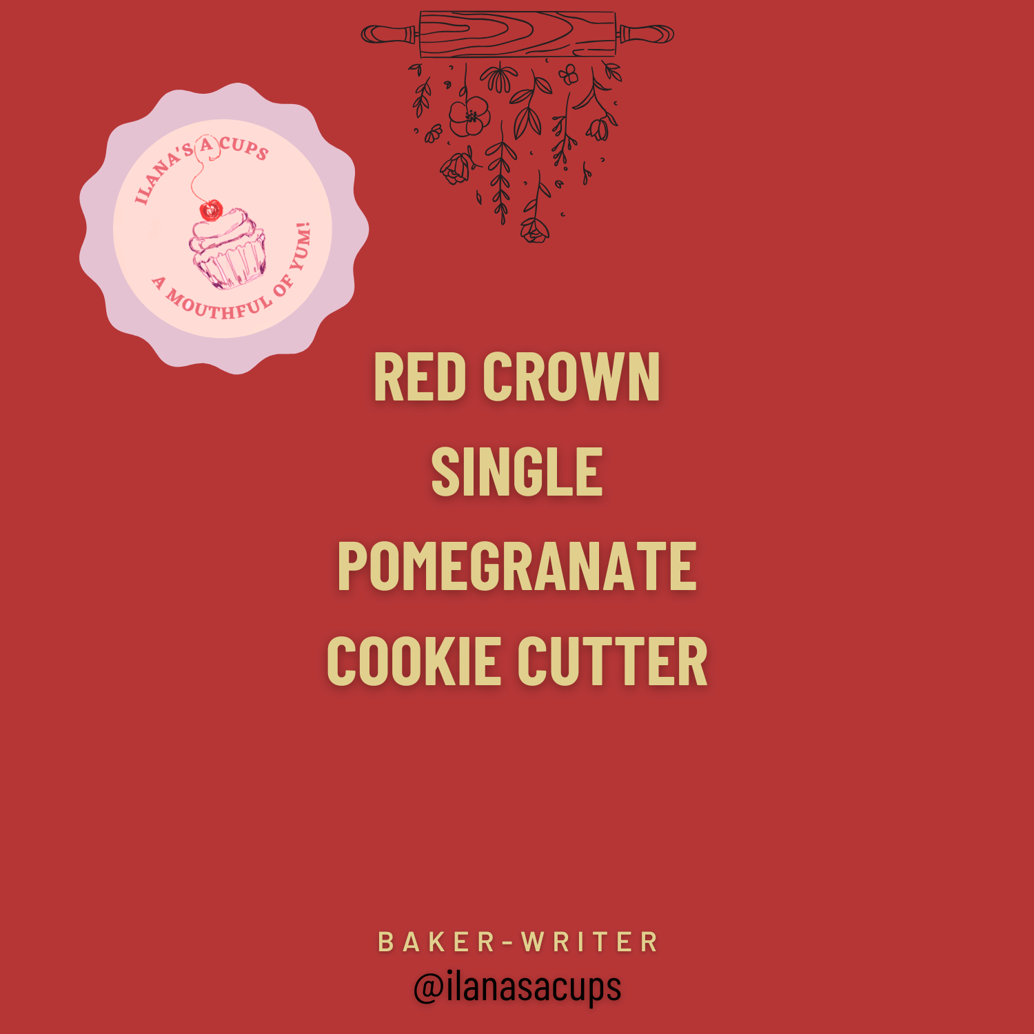 Red Crown Single Pomegranate Cookie Cutter